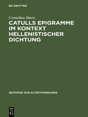cover image of Catulls Epigramme im Kontext hellenistischer Dichtung